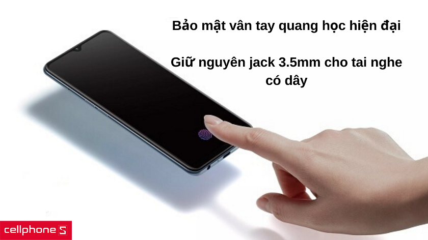 Giữ nguyên cổng tai nghe 3.5mm, tích hợp bảo mật vân tay hiện đại