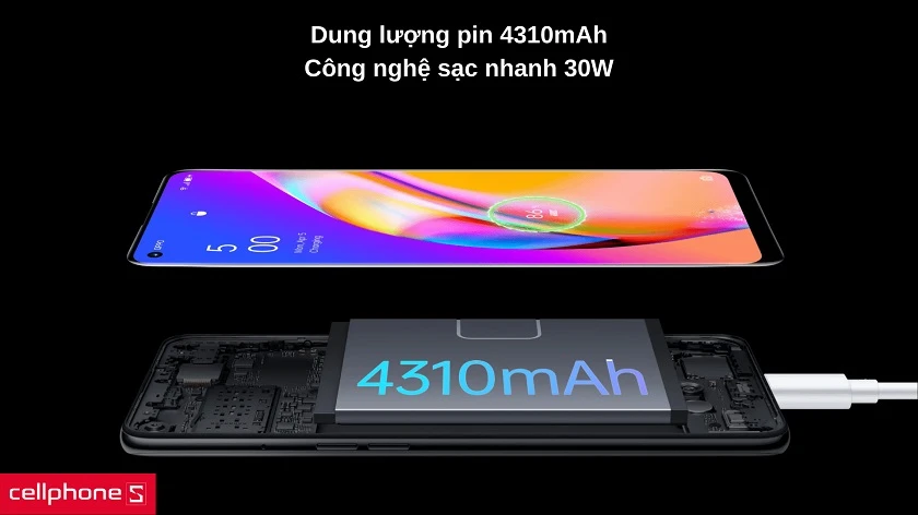 Dung lượng pin 4310mAh với sạc nhanh 30W tăng thời gian sử dụng