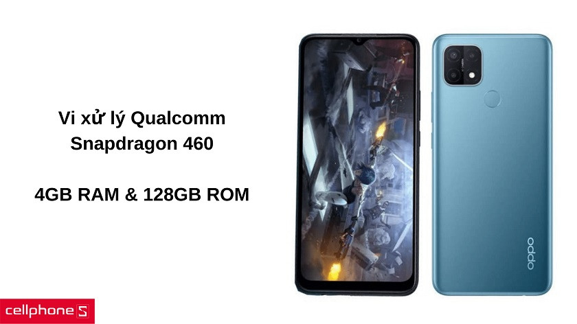 Hiệu năng giải trí ổn định với chip Snapdragon 460, 4 GB RAM và 128 GB lưu trữ