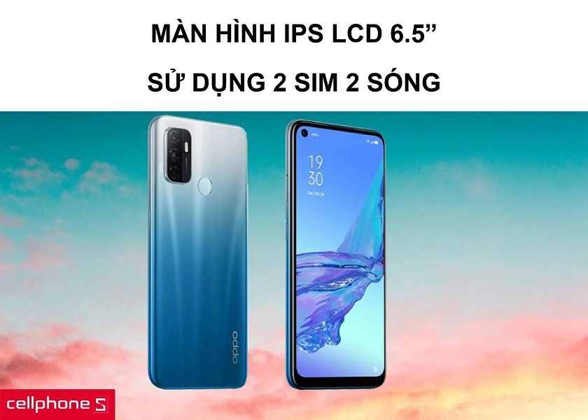 Màn hình IPS LCD 6.5 inches HD+ cùng khả năng sử dụng 2 sim 2 sóng đa dụng