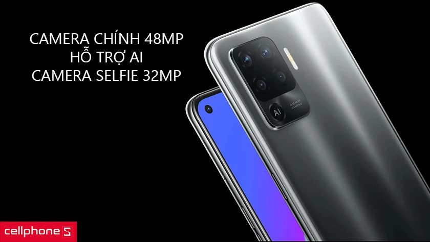 Camera chính 48MP, hỗ trợ AI, camera selfie 32MP