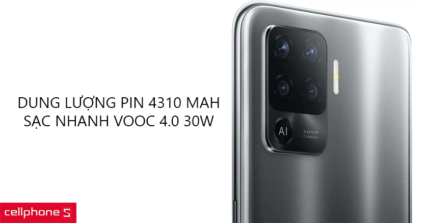 Dung lượng pin 4310 mAh, sạc nhanh VOOC 4.0 30W