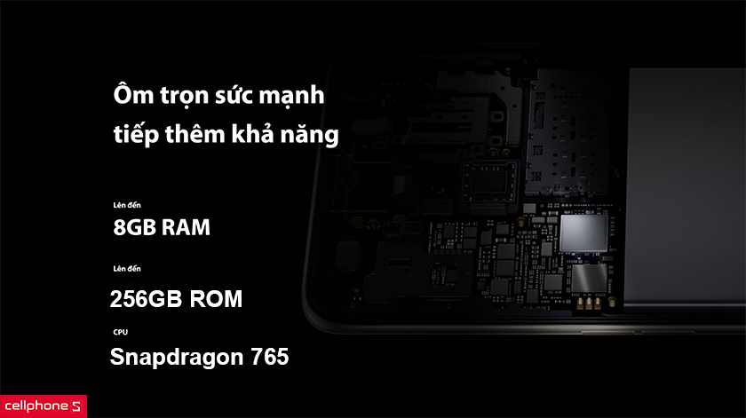 Cấu hình phần cứng mạnh mẽ với Snapdragon 765
