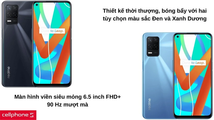Thiết kế bóng bẩy thời thượng, màn hình 6.5 inch 90 Hz viền mỏng đẹp mắt