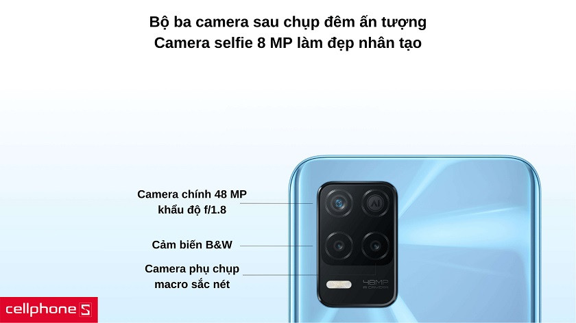 Cụm camera ba ống kính 48 MP với khả năng chụp đêm siêu sắc nét