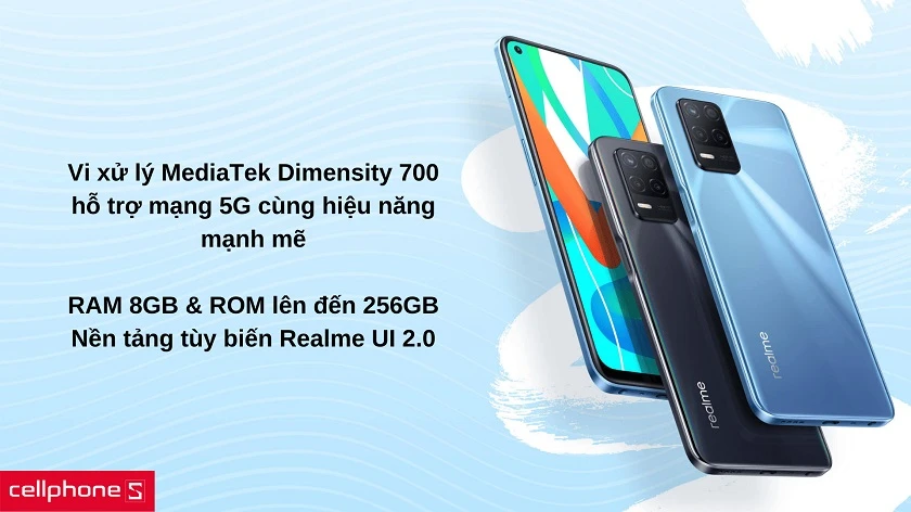 Hiệu năng chơi game với mạng 5G mạnh mẽ qua chip Dimensity 700 5G cùng 8 GB RAM