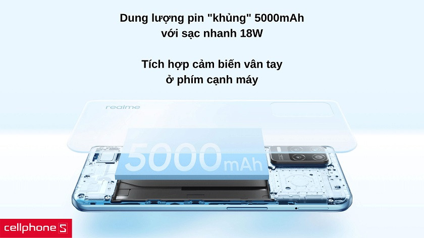 Giải trí không giới hạn với 5000mAh dung lượng pin cùng sạc nhanh 18W