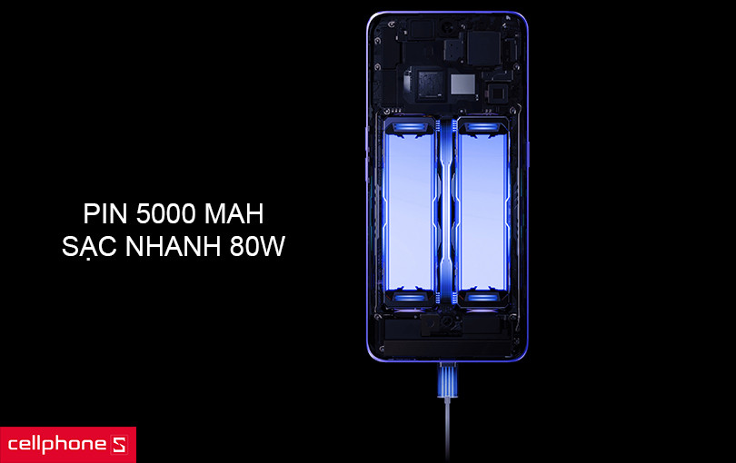 Thời lượng pin tốt với 5000mAh, có sạc nhanh cảm biến vân tay