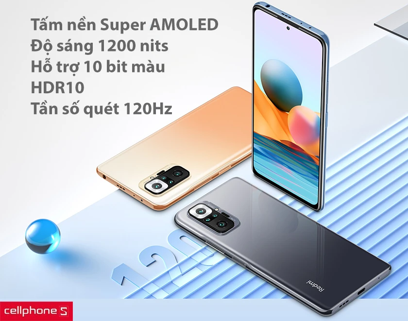 Màn hình Super AMOLED với độ sáng tối đa lên đến 1200nits, hỗ trợ dải màu 10bit