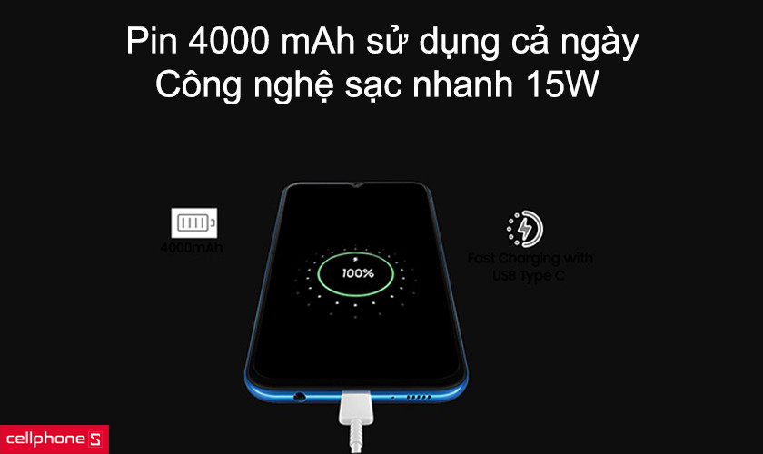 Pin 4000 mAh sử dụng cả ngày, công nghệ sạc nhanh 15W