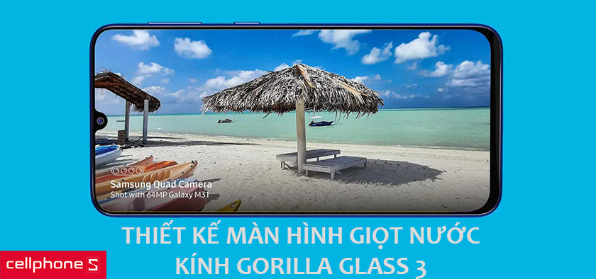 Chất liệu lưng nhựa cùng thiết kế màn hình giọt nước và kính Gorilla Glass 3