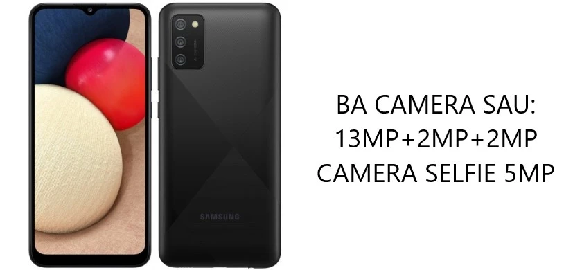 Cụm camera kép hình chữ nhật với cảm biến 13MP và 2MP, camera trước 8MP