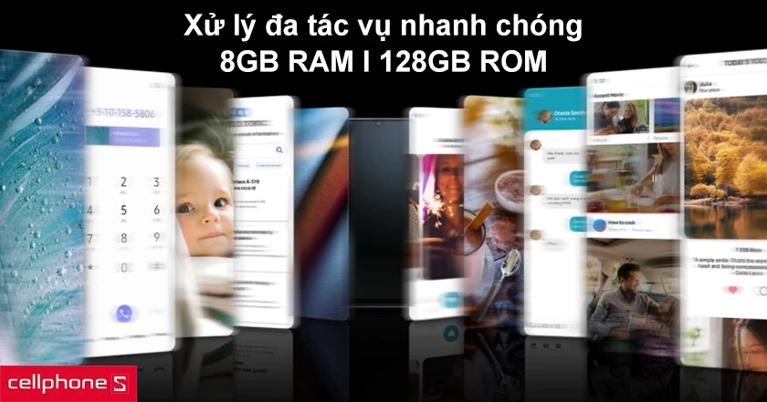 Mạnh mẽ trong đa tác vụ và lưu trữ với 6GB RAM cùng 128GB ROM