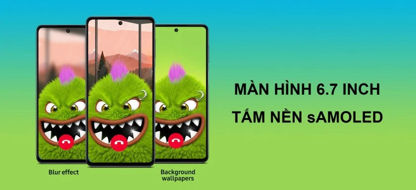 Màn hình 6.5 inches, tấm nền AMOLED, FullHD