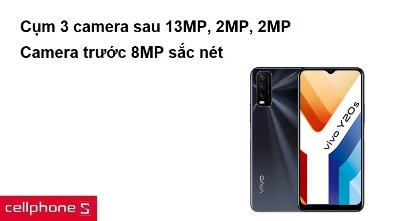 Cụm 3 camera sau 13MP, 2MP, 2MP, camera trước 8MP sắc nét