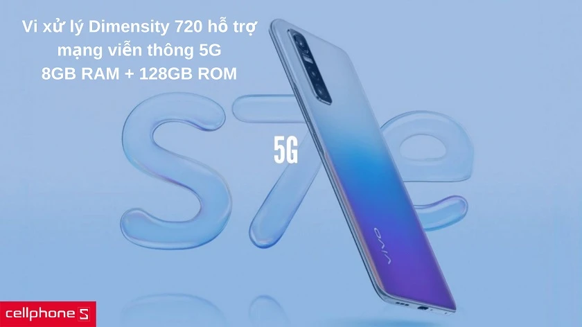 Vi xử lý Dimensity 720 8 nhân hỗ trợ mạng 5G, lên đến 8 GB RAM cho hiệu năng mượt mà