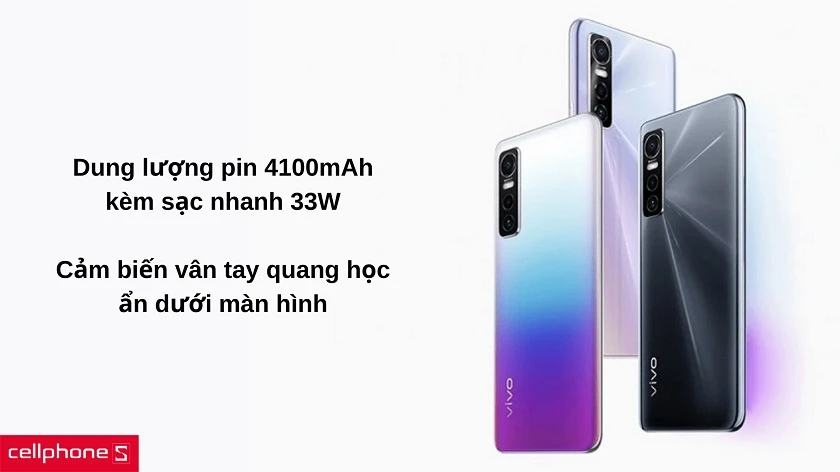 Viên pin dung lượng 4100mAh, trang bị kèm sạc nhanh và cảm biến vân tay quang học