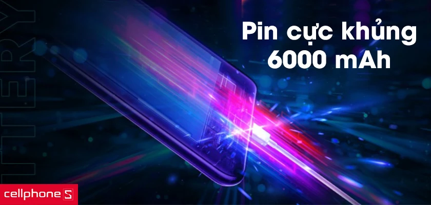Dung lượng pin khủng 6000 mAh, công nghệ sạc nhanh 18W