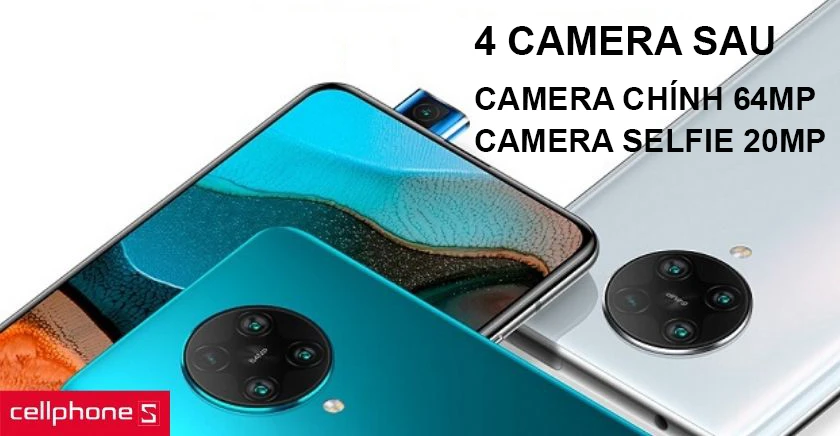 Cụm 4 camera sau với camera chính 64MP và camera selfie 20 MP “thò thụt” hiện đại