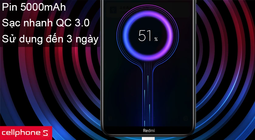 Pin “trâu” với dung lượng 5000mAh hỗ trợ sạc nhanh QC 3.0 sử dụng đến 3 ngày