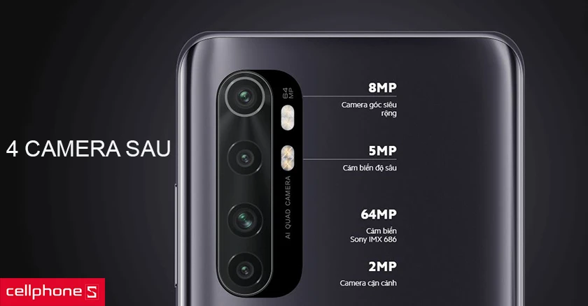 Bộ 5 camera sau độ phân giải đến 64MP