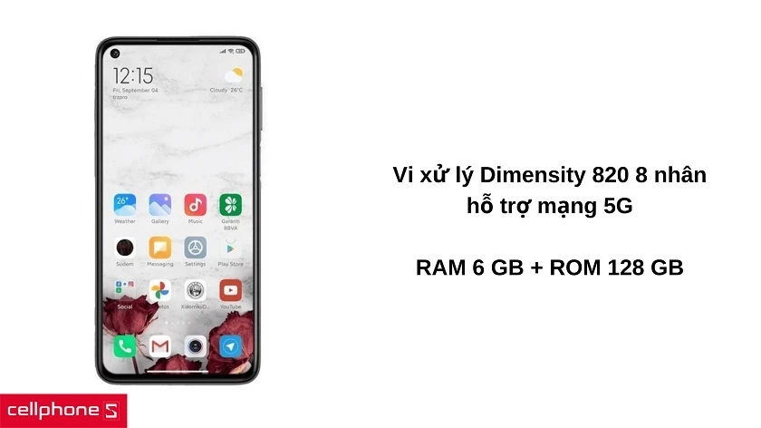 Hiệu năng dẫn đầu xu thế với chip Dimensity 820 hỗ trợ mạng 5G