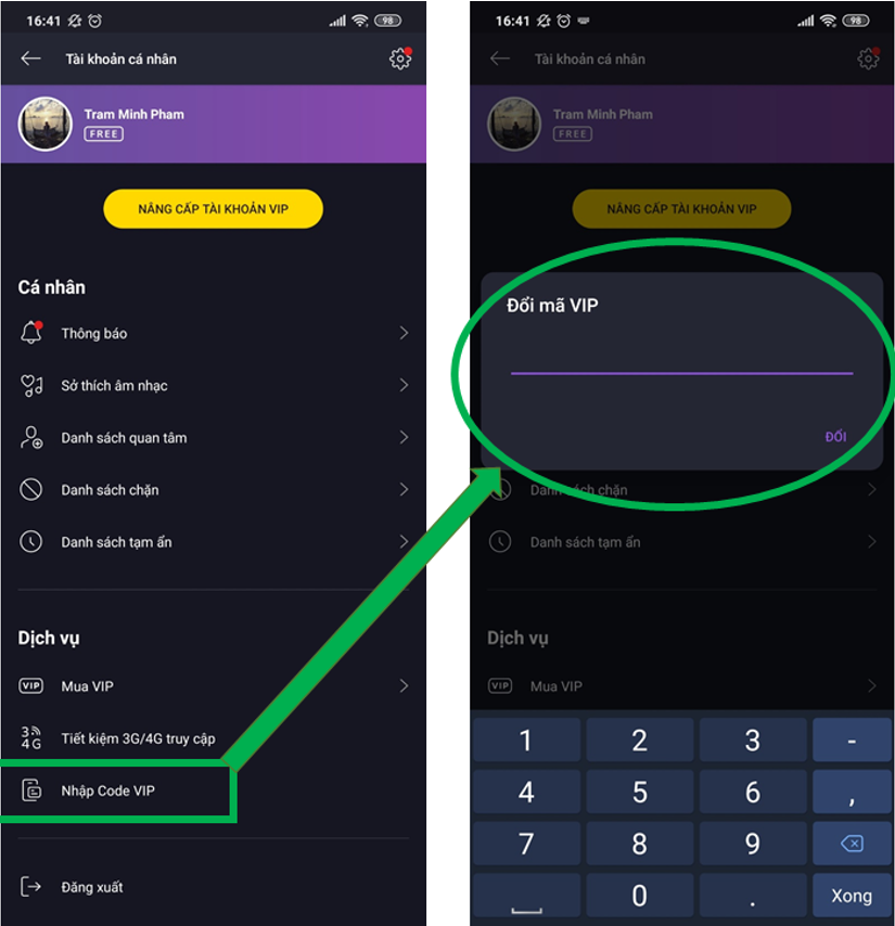 Nhập code
