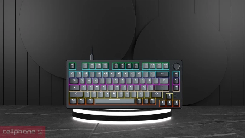 Kích thước, kết nối của bàn phím cơ có dây Dareu EK75 RBG Grey Black