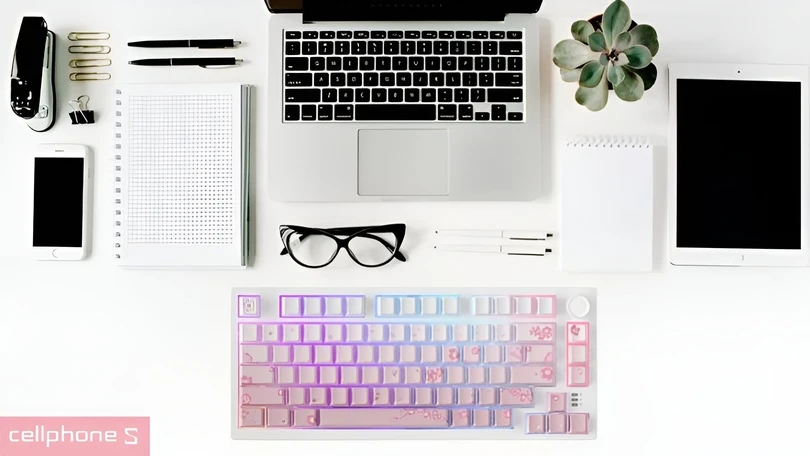 Keycap và Switch của bàn phím cơ Dareu EK75 Pro Sakura Pink RGB