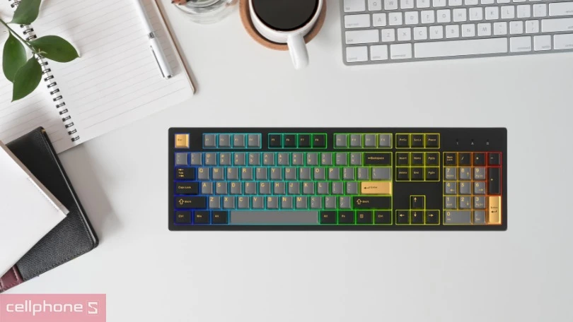 Thiết kế bàn phím cơ không dây Dareu EK104 Pro Black-Golden