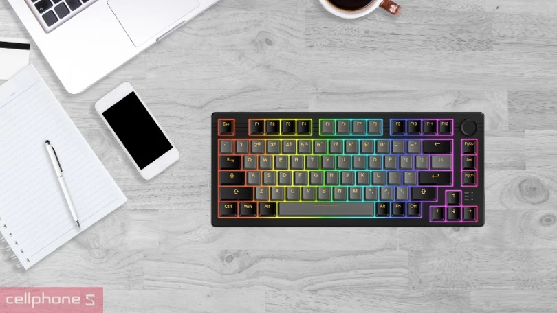 Keycap bàn phím cơ không dây DAREU EK75 PRO RGB Black Golden