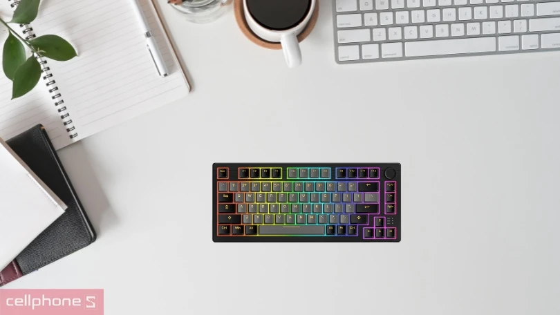 Thiết kế bàn phím cơ không dây DAREU EK75 PRO RGB Black Golden