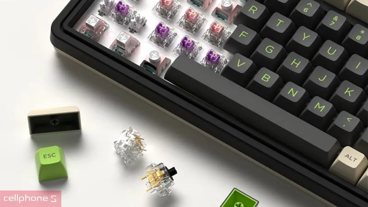 Keycap, switch của bàn phím cơ không dây FL-Esports CMK75 Desert Grey