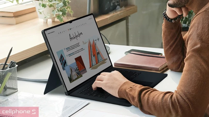 Thiết kế bàn phím + Bao da AI Galaxy Tab S10 Ultra/S9 Ultra Touch Pad