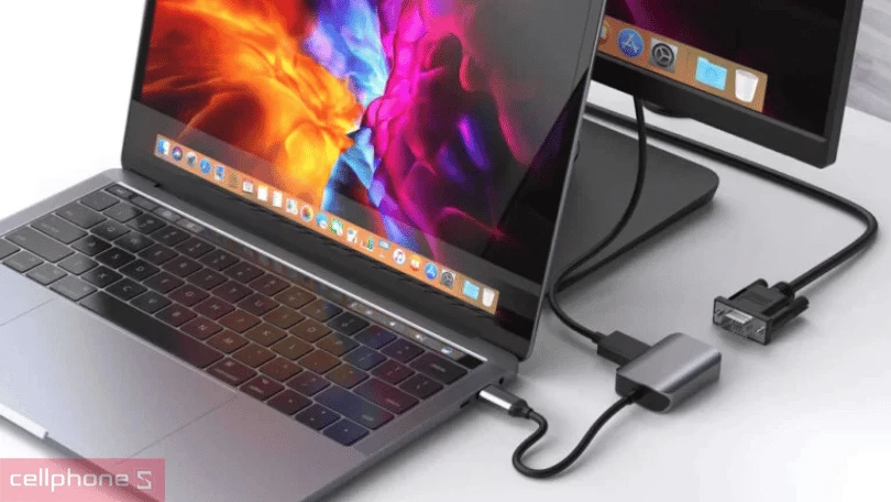 Kết nối trên Hub chuyển đổi Hyperdrive /VGA 4K60HZ 2 in 1 cổng USB-C HD-C2HV