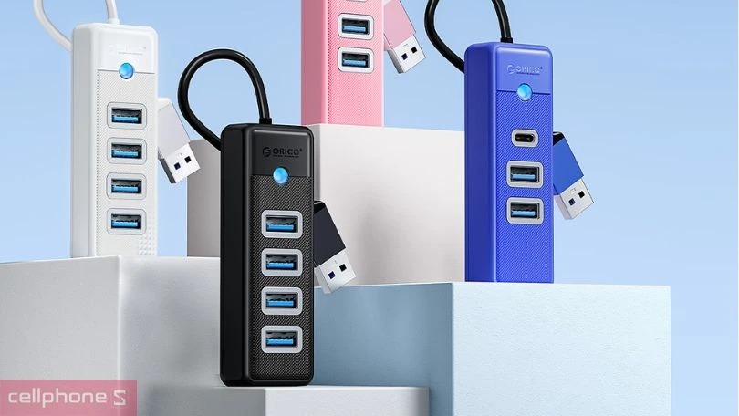 Hub chuyển đổi USB 3.0 Orico PW4U-U3-015-BK-EP 4 in 1 - Truyền dữ liệu nhanh chóng 