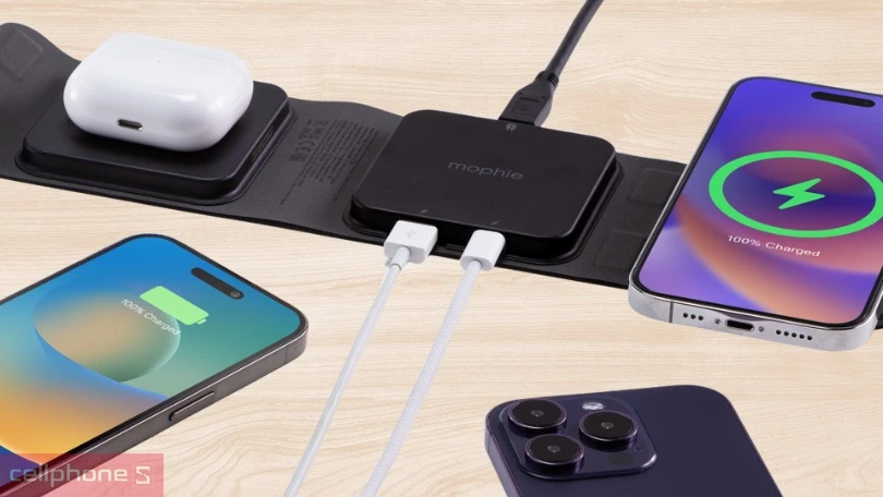 Tốc độ sạc của đế sạc Mophie Snap Plus du lịch 15W