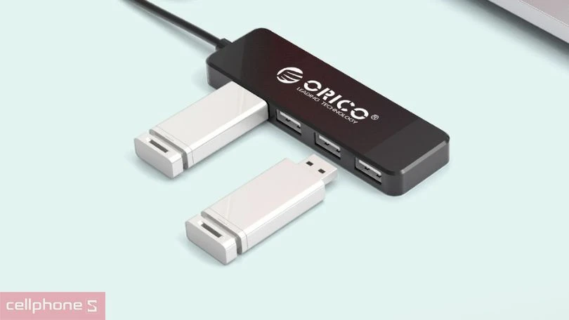 Thiết kế HUB chuyển đổi USB 2.0 Orico FL01-BK 4 in 1