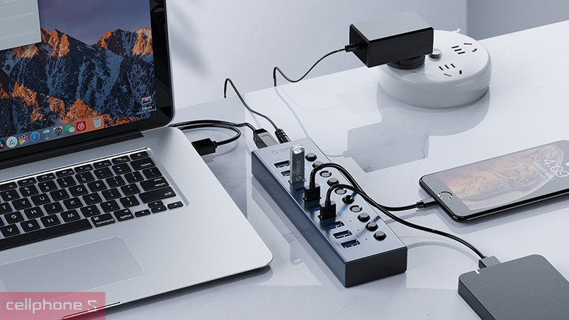 Tốc độ HUB chuyển đổi USB 3.0 ORICO BT2U3-7AB-GY