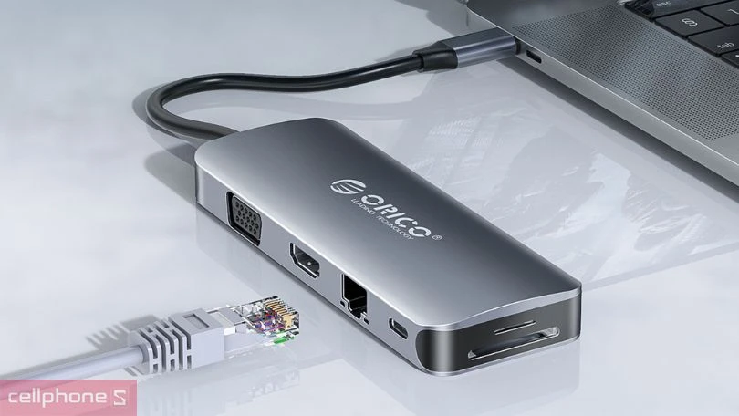 Thiết kế Hub chuyển đổi USB C Orico MC-U111P-V1-GY PD-100W