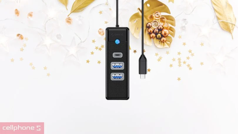 Tốc độ Hub chuyển đổi USB-C Orico PWC2U-C3-015-BK-EP 2 USB 3.0