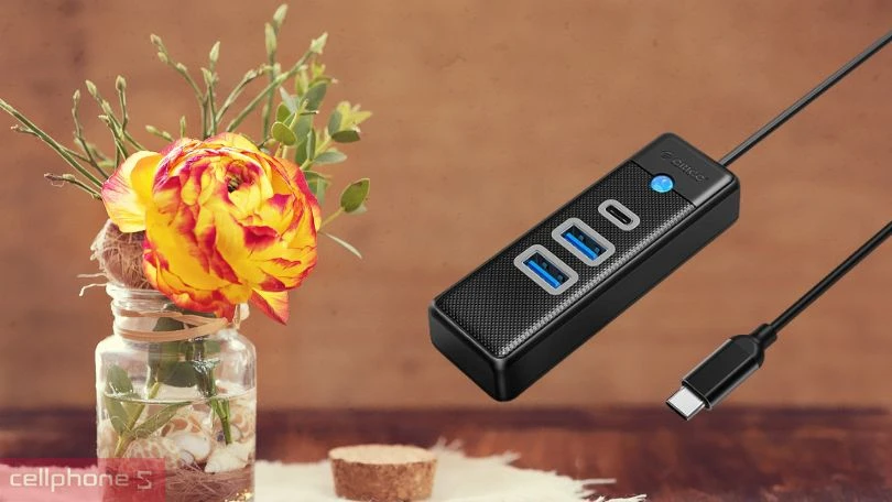 Thiết kế Hub chuyển đổi USB-C Orico PWC2U-C3-015-BK-EP 2 USB 3.0