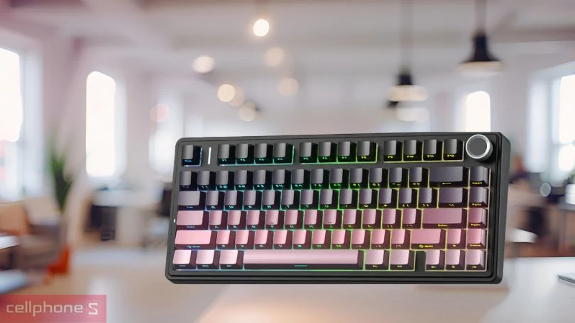 Keycap bàn phím cơ không dây AULA F75 đen hồng gradient