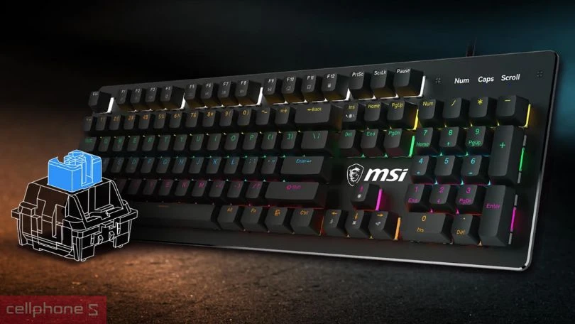 Switch của bàn phím Gaming MSI Forge GK300 RGB LED đen