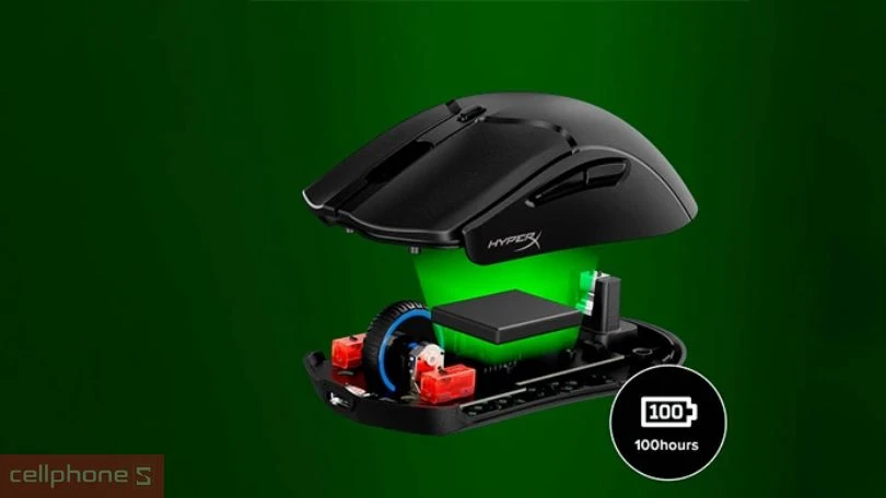 Thiết kế, pin của chuột không dây HP Hyperx Pulsefire Haste 2 Mini