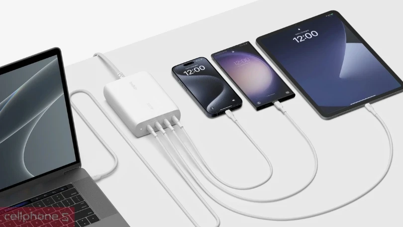 Thiết kế của củ sạc Belkin 200W GaN BOOSTCHARGE PD 3.1 PPS 4 cổng USB-C