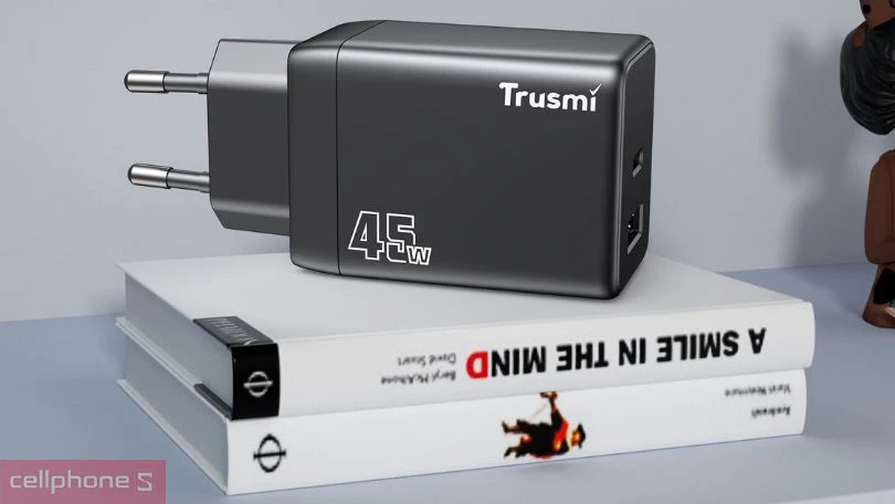 Công suất sạc nhanh Trusmi CH06 PD 45W GaN 1A 1C kèm cáp Type-C to Type-C 60W