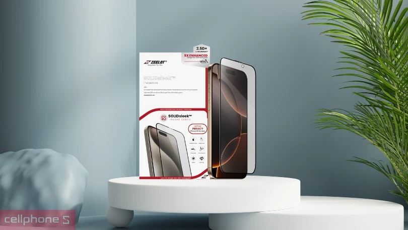 Chất lượng kính cường lực iPhone 16 Pro Max chống nhìn trộm Zeelot Solidleek Privacy