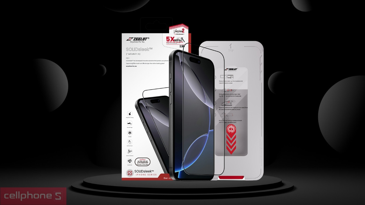 Khả năng duy trì chất lượng hiển thị nguyên gốc của kính cường lực iPhone 17 Pro Max Zeelot Solidsleek Ultra AR HD Full