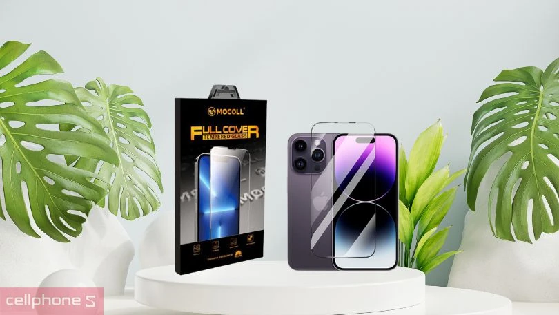 Kính cường lực iPhone 15 Mocoll - Độ cứng 9H, an toàn khi sử dụng